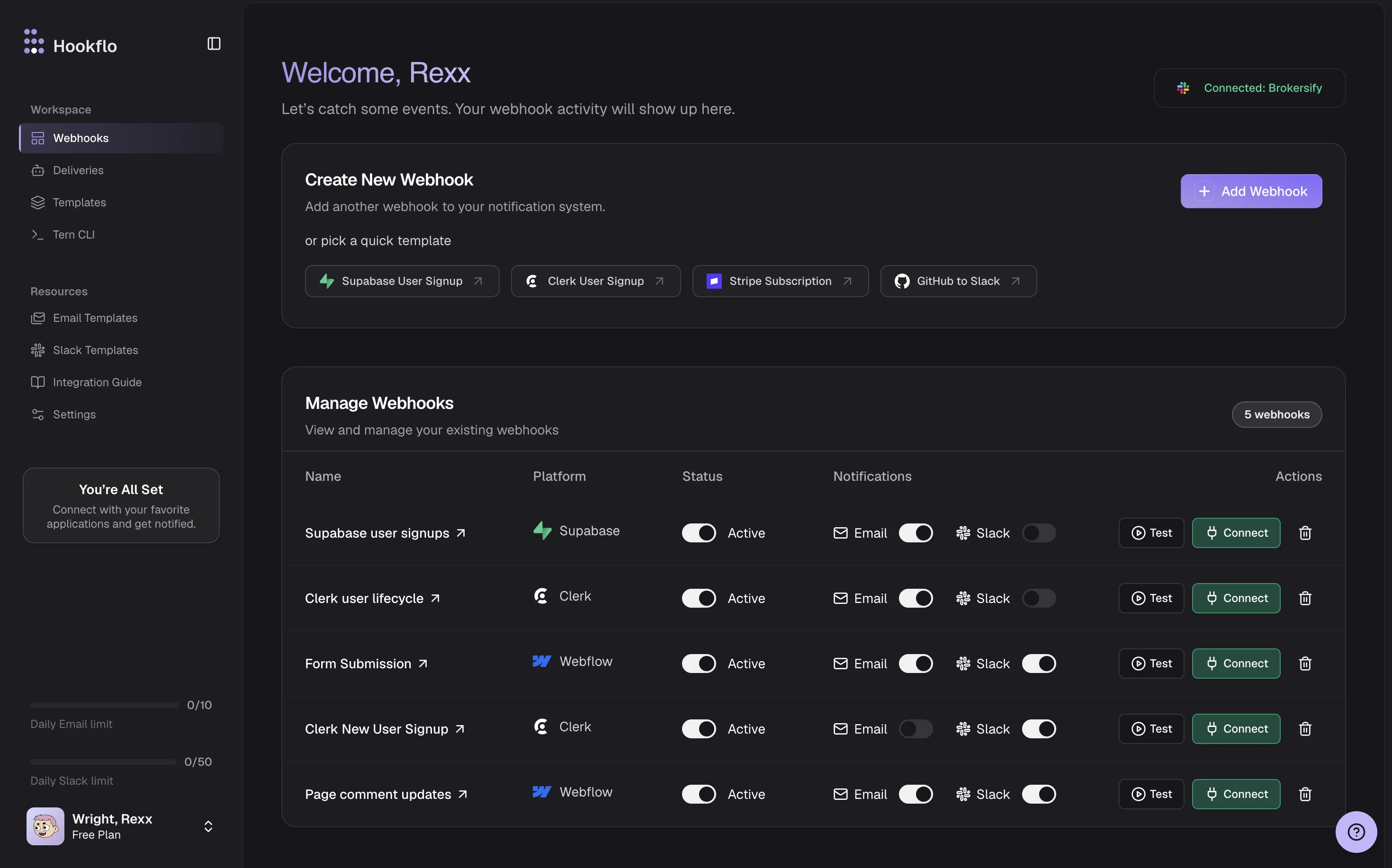 Webhook Dashboard Interface